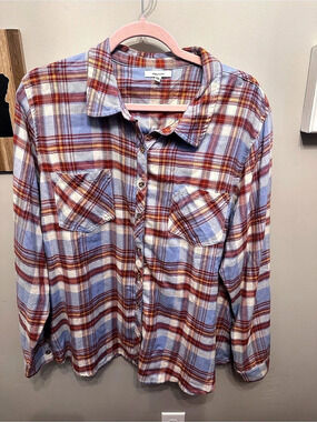 Maurices Plaid Button Down Rayon Blend Shirt XL
